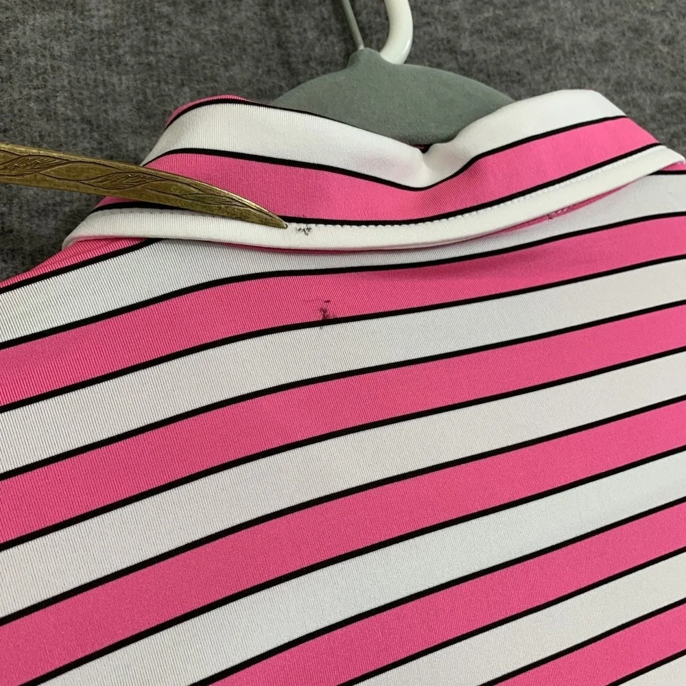 RLX Ralph Lauren Polo Shirt Mens XL Pink Stripe Golf Performance Stretch Summer